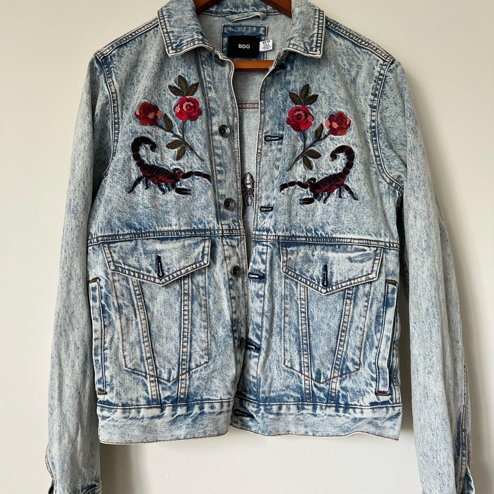 BDG Blue Embroidered Jean Jacket